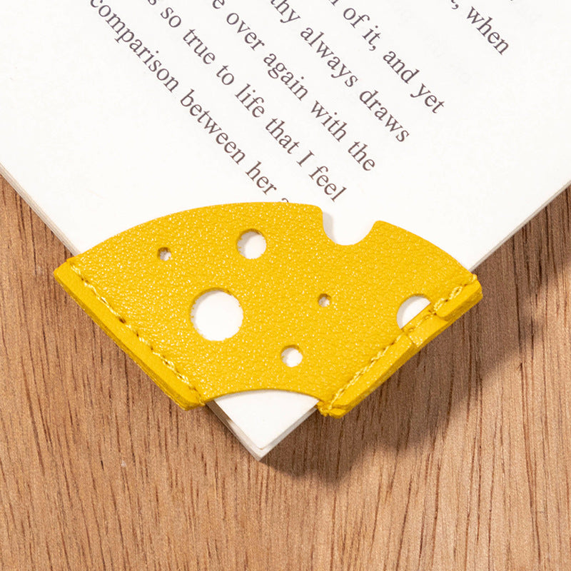 Wholesale Creative Leather Bookmark Cheese PU Leather Book Page Holder Solid Color Business Student Book Label
